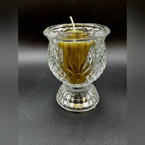 Avon Fostoria Candle Holder Pineapple Diamond Pattern Footed Clear Glass Votive